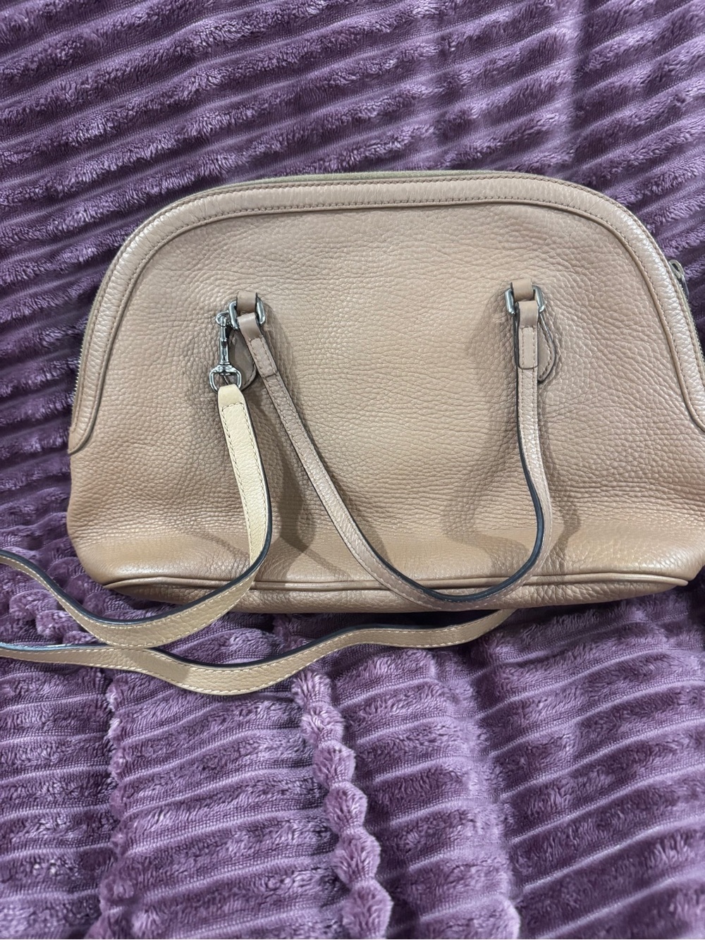 🤎 Gucci Pebbled Leather Dome Crossbody Satchel Bag Beige Nude Authentic COA - Picture 6 of 16